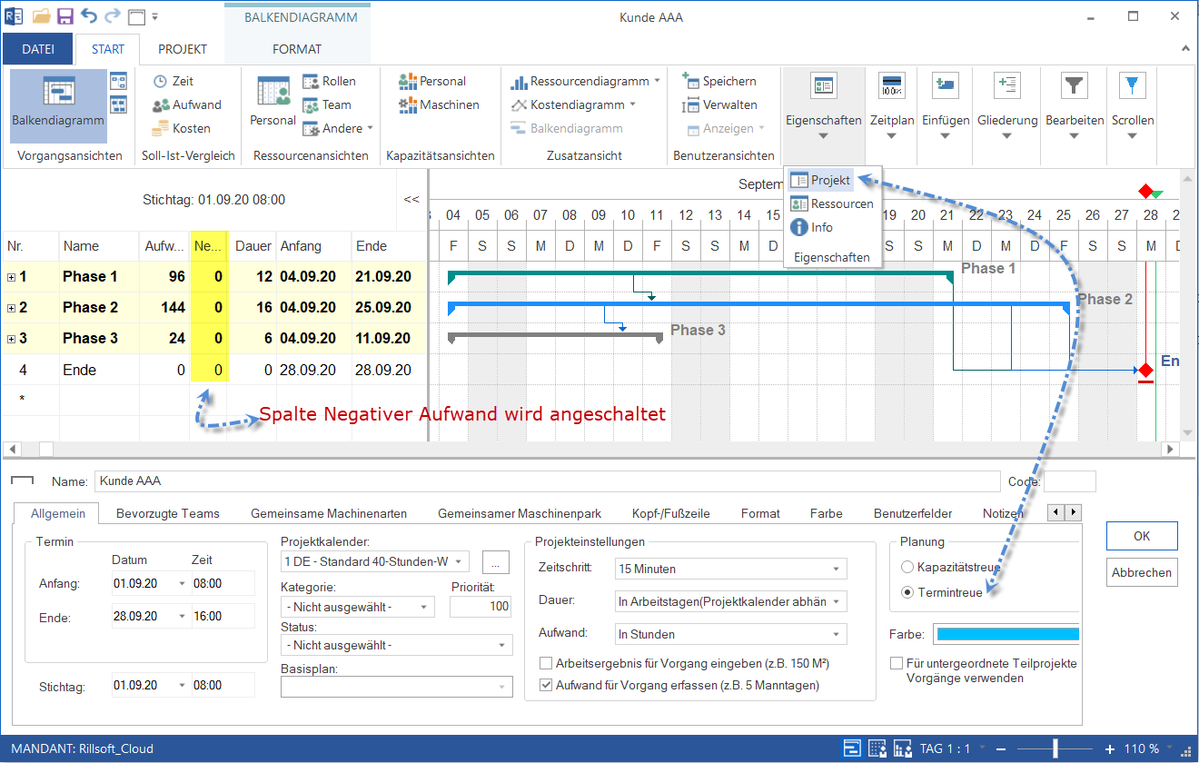 Ressourcenplanung Software mit Option Termintreue Planung