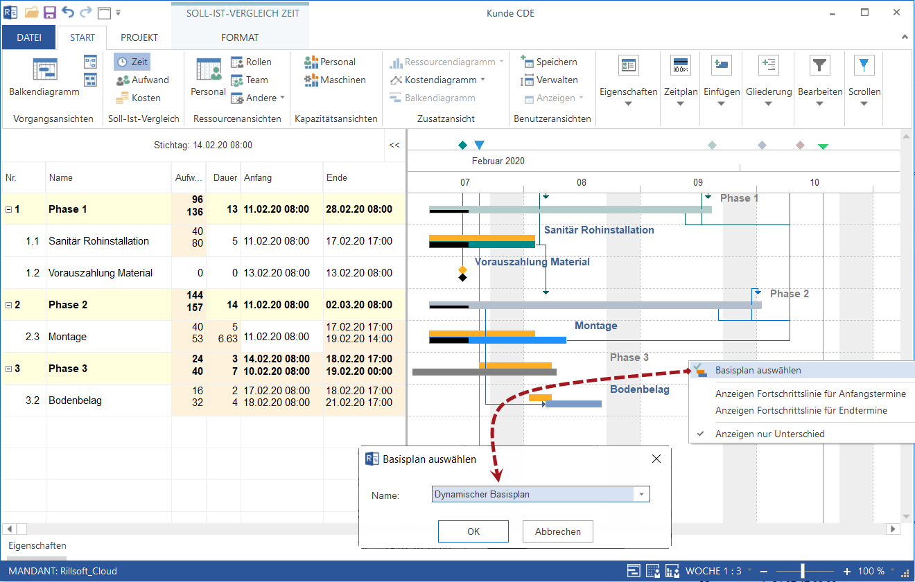 Dynamischer Basisplan in Rillsoft Cloud