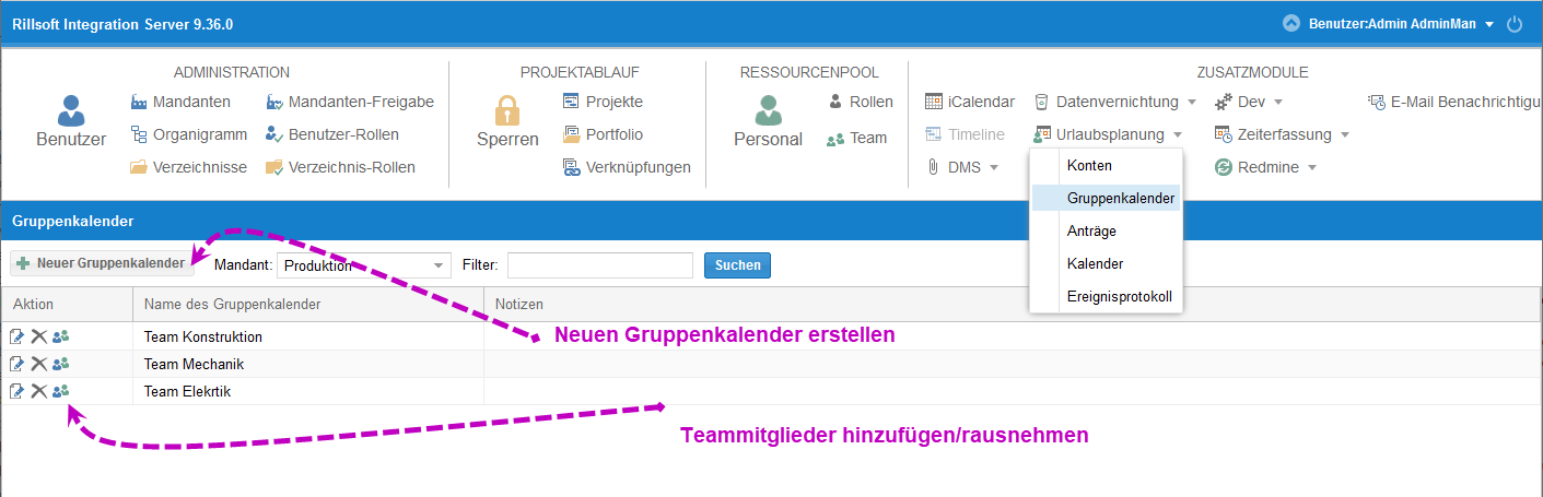 Gruppenkalender erstellen