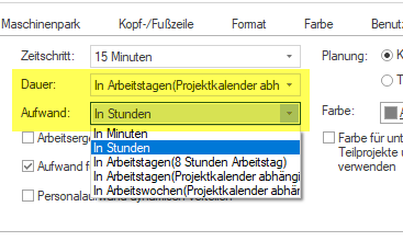 Dauer und Aufwand eines Projekts in Rillsoft