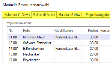 Wechsel von Projektressourcen zum Ressourcenpool in Rillsoft
