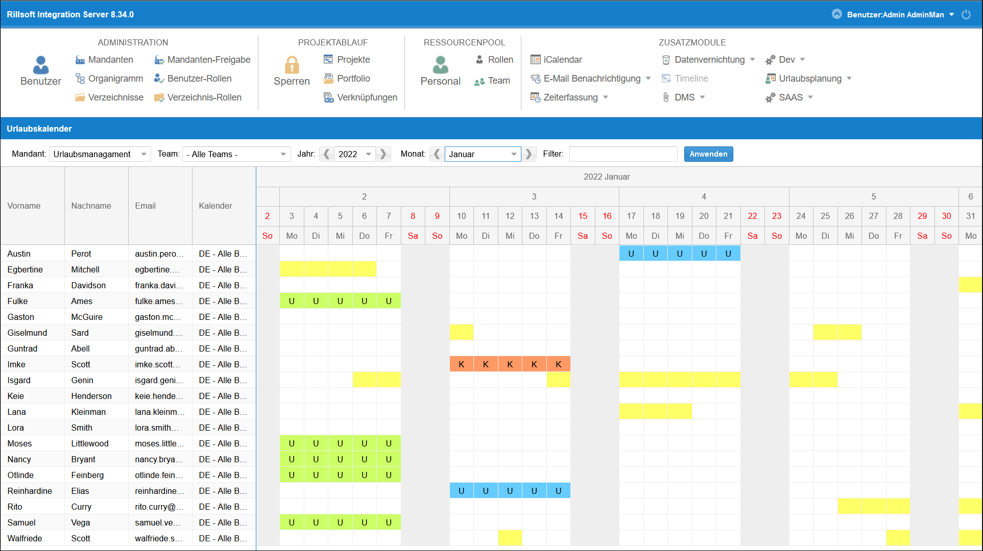 Absence Calendar View